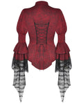 Dark In Love Womens Romantic Gothic Lolita Blouse Top & Cravat Set - Red & Black