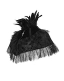 Eva Lady Womens Baroque Gothic Devore Velvet Feathered Shrug Cape Cloak Black