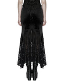 Punk Rave Womens Gorgeous Gothic Ruched Velvet & Lace Long Fishtail Skirt