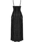 Punk Rave Daily Life Womens Long Gothic Crushed Velvet Applique Maxi Dress - Black