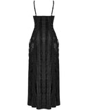 Punk Rave Daily Life Womens Long Gothic Crushed Velvet Applique Maxi Dress - Black
