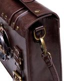 Penny Dreadful Womens Steampunk Clock Handbag Shoulder Bag Brown Faux Leather