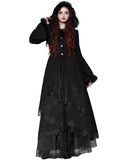 Dark In Love Womens Long Romantic Gothic Hooded Coat With Faux Fur Trims