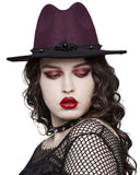 Punk Rave Womens Gothic Gradient Fedora Hat - Red & Black