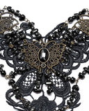 Punk Rave Womens Steampunk Butterfly Choker Necklace - Black