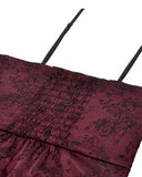 Dark In Love Womens Long Gothic Rose Asymmetric Lace Ruffle Maxi Dress - Red & Black