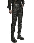Punk Rave Mens Gothic Aristocrat Embroidered Damask Houndstooth Dress Pants