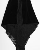 Punk Rave Womens Long Gothic Velvet & Lace Beaded & Embroidered Maxi Dress