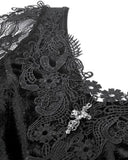 Dark In Love Womens Gothic Velvet & Lace Embroidered Crucifix Dress