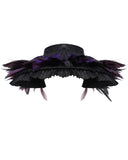 Devil Fashion Womens Dark Gothic Feathered Rose Fascinator Headpiece - Black & Purple