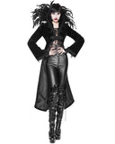 Eva Lady Long Gothic Cutaway Tailcoat Jacket With Feathered Collar