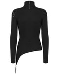 Punk Rave Daily Life Womens Asymmetric Apocalyptic Spliced Mesh Top