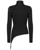 Punk Rave Daily Life Womens Asymmetric Apocalyptic Spliced Mesh Top