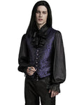 Punk Rave Mens Gothic Aristocrat Formal Jacquard Waistcoat Vest - Blue