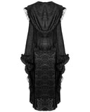 Eva Lady Long Gothic Damask Velvet Flocked Hooded Maxi Robe Dress