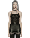 Punk Rave Daily Life Womens Cyberpunk Faux Leather & Mesh Skull Camisole Vest Top