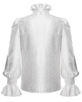 Devil Fashion Mens Gothic Vampire Beaded Crucifix Jacquard Dress Shirt - White