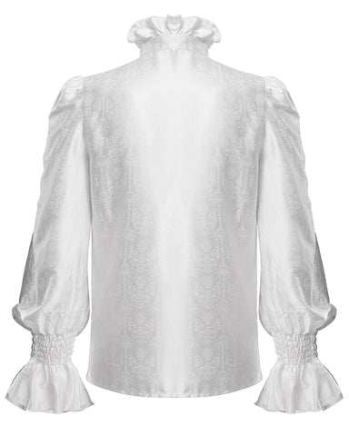 gothic white dress shirt men Devil Fashion Mens Gothic Vampire Beaded Crucifix Jacquard Dress Shirt – Violent Delights