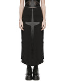 Punk Rave Daily Life Dark Punk Cross Side-Split Maxi Skirt