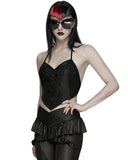 Punk Rave Womens Gothic Lace Applique Tie-Back Camisole Top