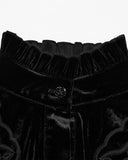 Punk Rave Womens Gothic Velvet Lace Applique Cutout Blouse Top - Black