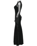 Punk Rave Womens Regency Gothic Velvet & Mesh Beaded Evening Dress