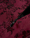 Dark In Love Womens Long Gothic Rose Asymmetric Lace Ruffle Maxi Dress - Red & Black