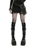 Punk Rave Unisex Cyberpunk Chained Skull Studded Hip Bag Waist Pack Belt
