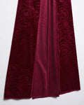 Punk Rave Womens Long Gothic Rose Velvet Flared Split Sleeve Maxi Dress - Red