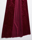 Punk Rave Womens Long Gothic Rose Velvet Flared Split Sleeve Maxi Dress - Red