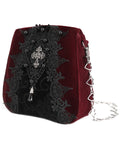 Devil Fashion Womens Gothic Crucifix Lace Applique Handbag - Red Velvet