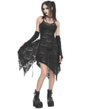 Devil Fashion Apocalyptic Punk Shredded Slip Dress & Gloves