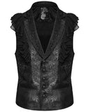 Punk Rave Mens Dark Gothic Aristocrat Embellished Lace Trim Waistcoat Vest