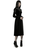 Punk Rave Womens Gothic Lace Applique Velvet Mourning Dress