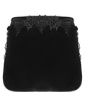 Devil Fashion Womens Gothic Crucifix Lace Applique Handbag - Black Velvet