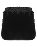 Devil Fashion Womens Gothic Crucifix Lace Applique Handbag - Black Velvet