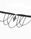 Dark In Love Womens Gothic Crucific Beaded Choker Necklace - Black & Red