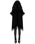 Punk Rave Womens Dark Bohemian Gothic & Faux Fur Hooded Cloak Cape