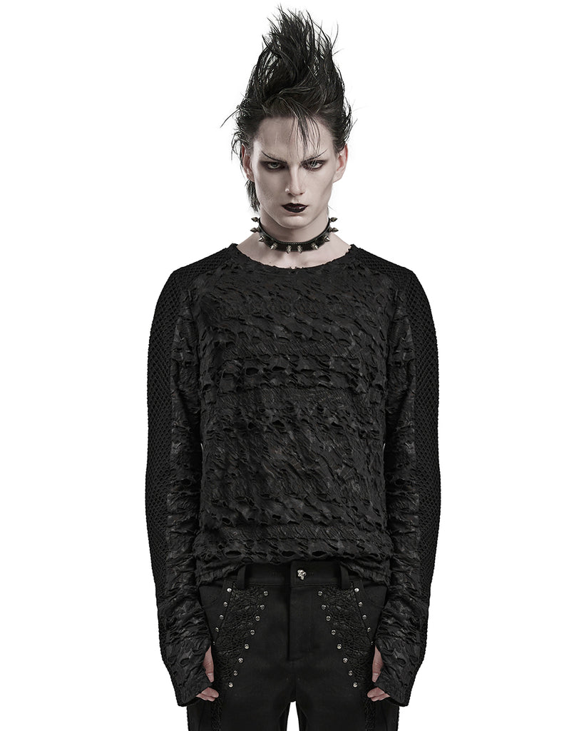 Distressed Knit Rave Punk Rave Mens Apocalyptic Gothic Textured Knit Top – Violent Delights