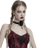 Punk Rave Daily Life Womens Gothic Burnt Rose Choker Collar Necklace - Black