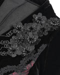 Eva Lady Womens Long Dark Baroque Gothic Velvet Gown Jacket - Black & Red