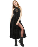 Punk Rave Decadent Baroque Gothic Velvet Halterneck Maxi Dress