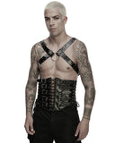 Punk Rave Mens Apocalyptic Gothic Faux Leather Buckled Strapping Corset Girdle Belt