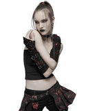 Punk Rave Womens Dark Punk Studded Armwarmers - Black & Red