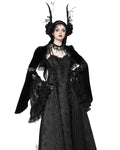 Dark In Love Womens Elegant Gothic Flared Sleeve Velvet & Lace Bolero Shrug