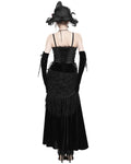 Eva Lady Womens Long Victorian Gothic Velvet & Lace Fringed Ballgown Dress