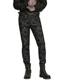 Punk Rave Mens Gothic Aristocrat Embroidered Damask Houndstooth Dress Pants