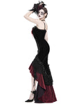 Eva Lady Womens Elegant Gothic Velvet & Lace Mermaid Evening Dress - Black & Red