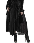 Punk Rave Plus Size Bohemian Gothic Asymmetric Velvet & Baroque Lace Maxi Skirt