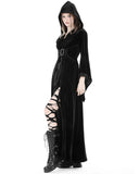 Dark In Love Womens Long Gothic Witch Hooded Velvet Cloak Jacket